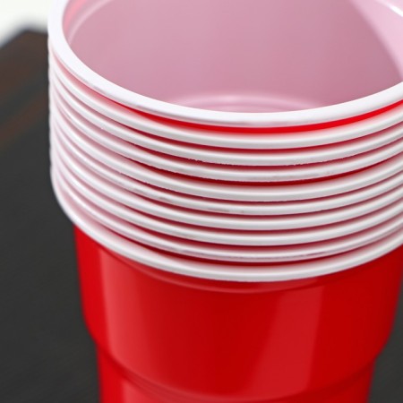 A glass of plastic disposable “torch Extra”, 500 ml, red-white color-5