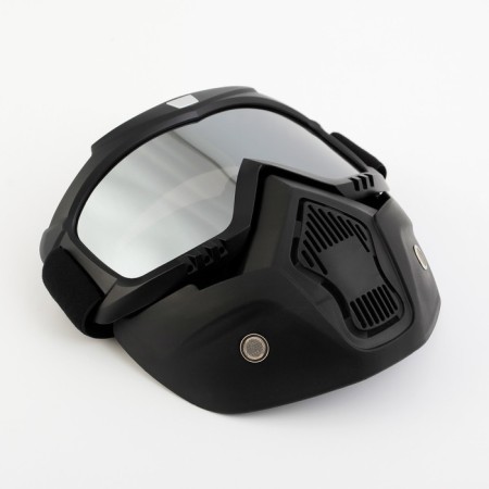 Glasses-mask for motorcycle driving, collapsible, chrome glass, black-1