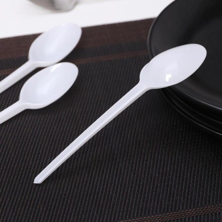 Spoon of plastic disposable white, dining room, 16 cm-1