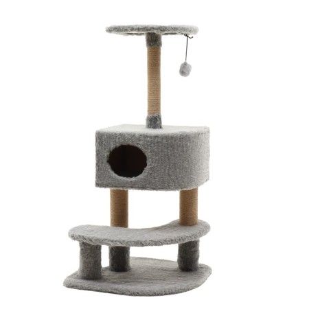 Complex for cats with a claw, corner, 3-level, 58 x 48 x 117 cm, gray-1
