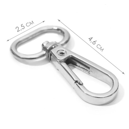 Metal carbine, 46 × 25 mm / 20 × 3 mm, 5 pcs, silver color-1