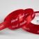 A satin ribbon "Hand Made", 15 mm × 23 ± 1 m, red color