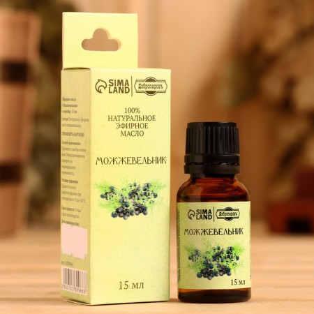 Juniper essential oil in a box of 15 ml