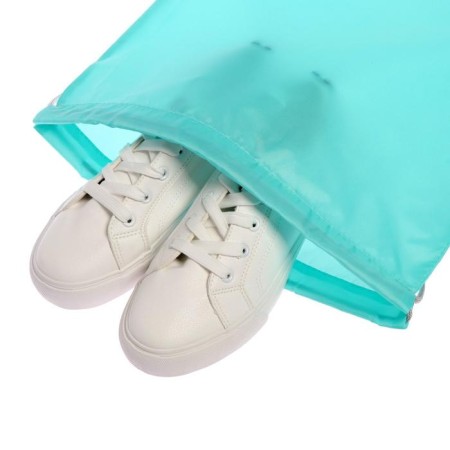 A bag for shoes 420 x 340 mm, "standard" SDS-2, (soft polyester, density 210 D), mint, silver lace-4