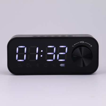 Clock - electronic desk alarm clock: column, Bluetooth, TF card, 14.2 x 6 cm, USB-2