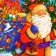 Package New Year's laminated “Santa Claus is in a hurry”, 23 x 17.8 x 9.8 cm.