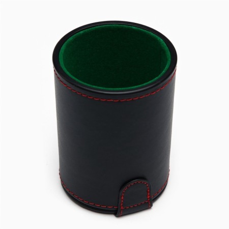 A leather glass for playing bones, 5 cubes included, 7.9 x 10.2 cm-5