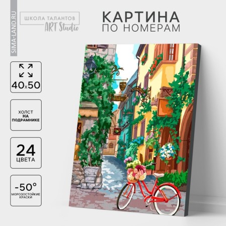 Picture on numbers on a canvas with a subframe of the "European courtyard", 40 x 50 cm