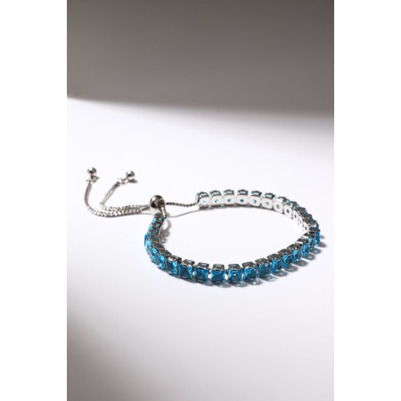 Bracelet with rhinestones "shine" on a puff, blue color in silver-1