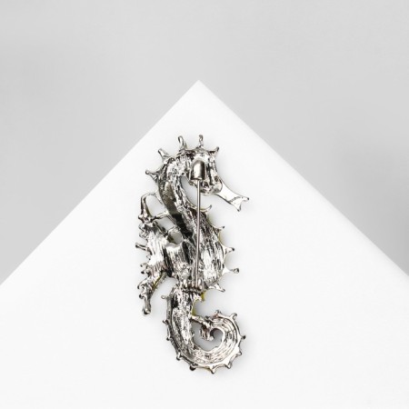 Brooch "Horse" Sea, color in silver-1