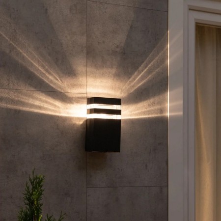 Wall lamp, invoice Duwi Techno, 110x95x200mm, E27, alum/glass, IP65, black,-6