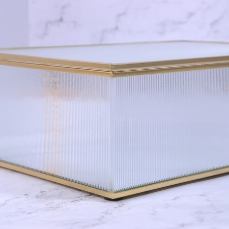 Organizer for storage "Ripples", with a lid, glass, with a mirror -bottom, 1 section, 25 × 17.5 × 8.5 cm, the color is transparent/copper-9