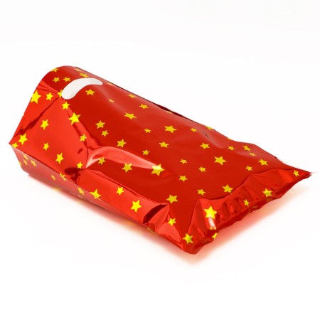 Gift, metallized package, "stars" red 17x25 cm, 20 microns 10pcs set-3