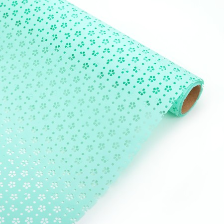 Laminated felt with perforation "Flower", turquoise, 57 cm x 5 m
