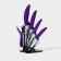 Kitchen “bend” kit, 5 objects: knives 7.5 cm, 10 cm, 13 cm, 15 cm, vegetable cleaning, on the stand, purple color