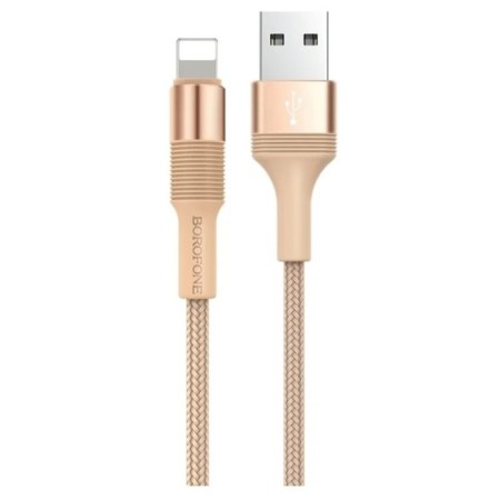 Cable Borofone BX21, Lightning - USB, 2.4 A, 1 m, fabric braid, golden-1