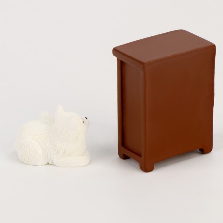 Miniature puppet "bedside table with a cat"-2