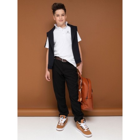 Pants for boys, height 128 cm, black color-1