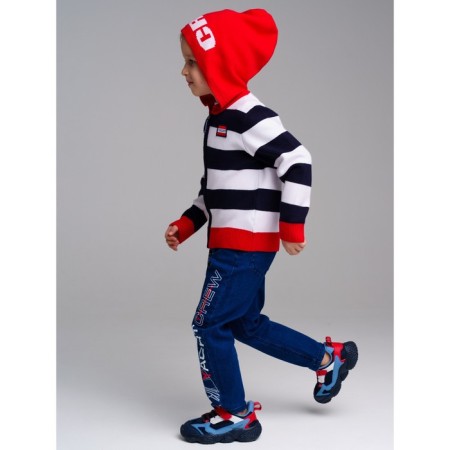 Cardigan striped with a hood for a boy PlayTode, height 116 cm-4
