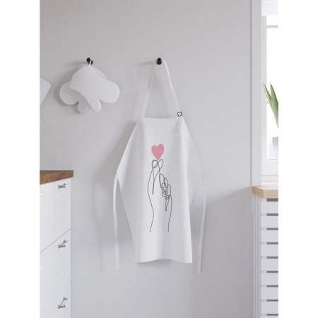 Apron of a kitchen with a photo print "Sign of love", adjustable, size OS-1