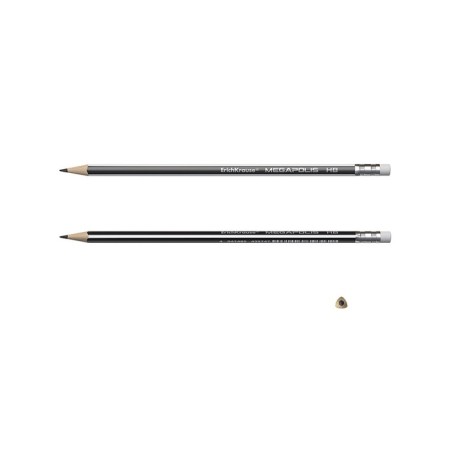 Chernographic pencil with Erichkrause "Megapolis", HB, Grifel D = 2.2 mm, wood, three -sided in the box, black case-5