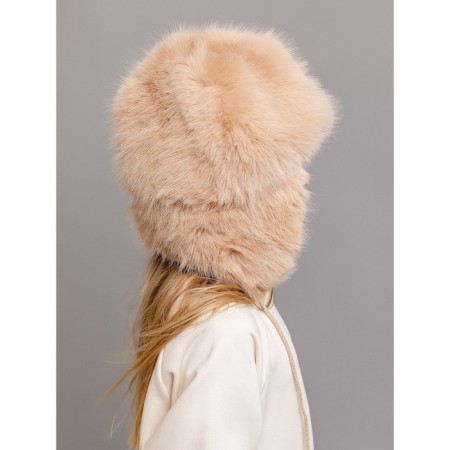 Baby fur hat, size 52, beige color-1