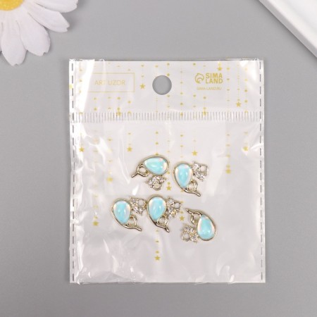 Decor for creativity metal, rhinestones "Kit" gold 1.5x1.6x0.5 cm-3