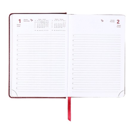 Dated diary 2025 b6 168 sheets, Devente. Wild, a solid cover to leatzers with foam rubber, perforation, liesse, block 70, burgundy-12