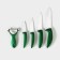 Kitchen kit on the stand “bend”, 5 objects: 4 knife, 7.5 cm, 10 cm, 13 cm, 15 cm, vegetable cleaning, green color