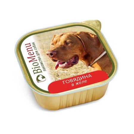 Wet Biomenu feed for dogs, beef in jelly, lamister, 300 g