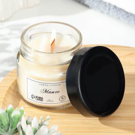 Aromatic candle made of soy wax in a bank, 75 g, mango