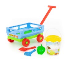 Set for playing in sand No. 420: cart, bucket, strainer, spatula, robbery, mold