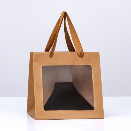 Gift package, craft, with a window, 20 x 20 x 20 cm