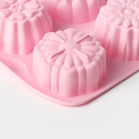 Baking shape of the share "Flowers. Flower Valley ", silicone, 14 × 16 cm, 4 cells, color mix-2