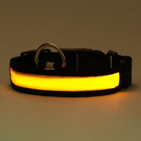 Collar with flash light 3 light modes, size m, Osh 40-48 x 2.5 cm yellow-3