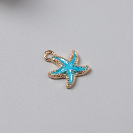Decor for creativity metal, enamel "Sea star" Blue 1.5x2 cm-1