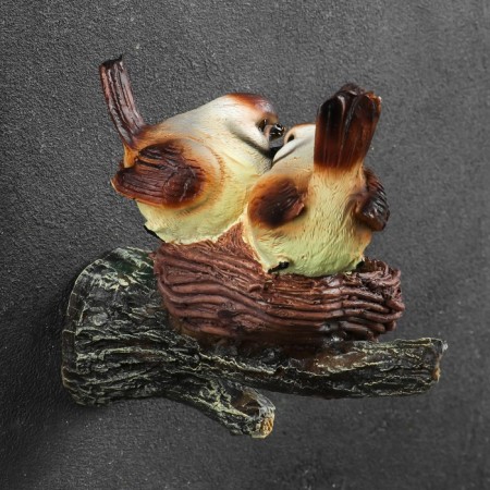 Suspended decor "Nest with gray birds" 17x10x17cm-1