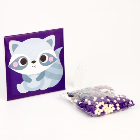 Painting Pompons "Raccoon", 20 x 20 cm-1