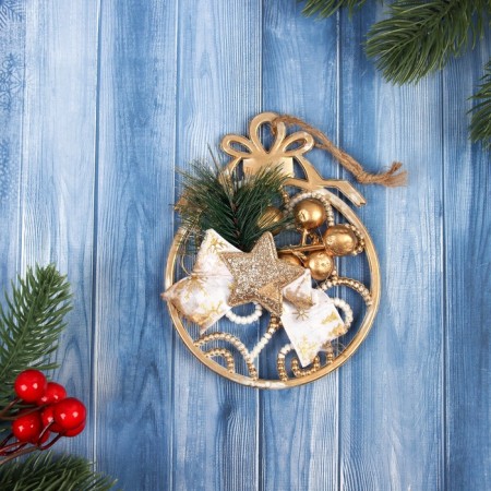 Christmas tree decoration "Ball with a branch" 12.5x10 cm