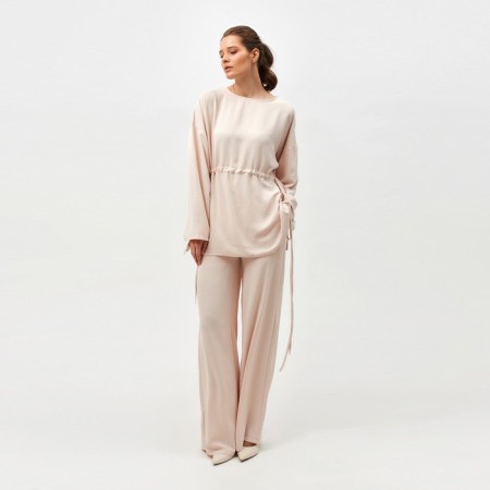 Women's costume (tunic, trousers) minku: casual collection beige color, size 42