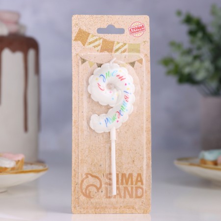 Candle in the cake "Air", number 9, 5.5 cm, white-1
