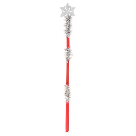 Carnival staff "Snowflake", collapsible, length 160 cm, silver tinsel, red color