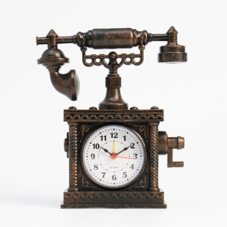 The alarm clock "Retro telephone", discrete move, aa, 16 x 5 x 19 cm, brown-1
