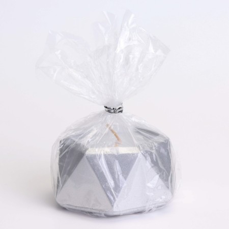 Candle "Hexagon. Marble" in a candlestick of gypsum is small, 7x3.5cm, silver-3