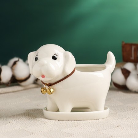 Pot "Puppy" White, 13x7x10cm-1