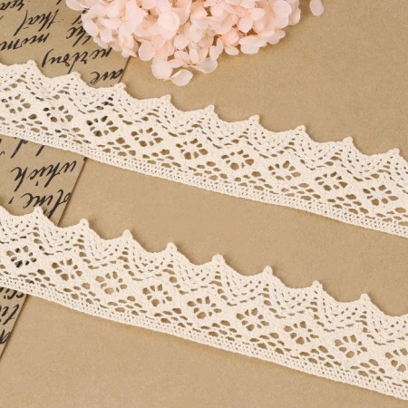 Knitted lace, 40 mm × 10 ± 1 m, beige color-1