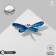 Brooch "Dragonfly", faceted wings, blue color in silver