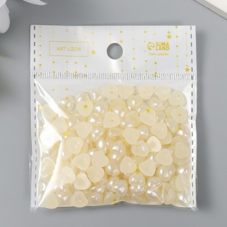Decor for creativity plastic "Pearl heart" 0.8x0.8 cm-4
