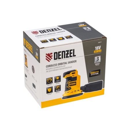 Grinding eccentric battery machine Denzel COS-125-0, without battery/ZU, 18 V-5