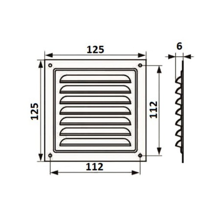 Ventilation grate Zein Lux RM1212kr, 125 x 125 mm, with a grid, metal, brown-6